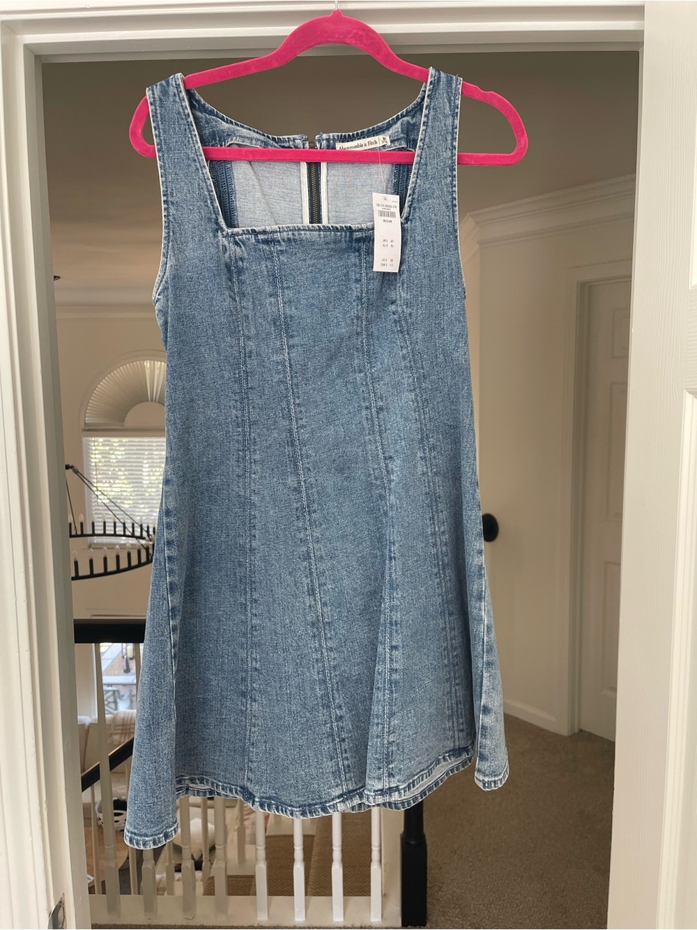 Abercrombie & Fitch Light Blue Denim Pinafore Mini Dress